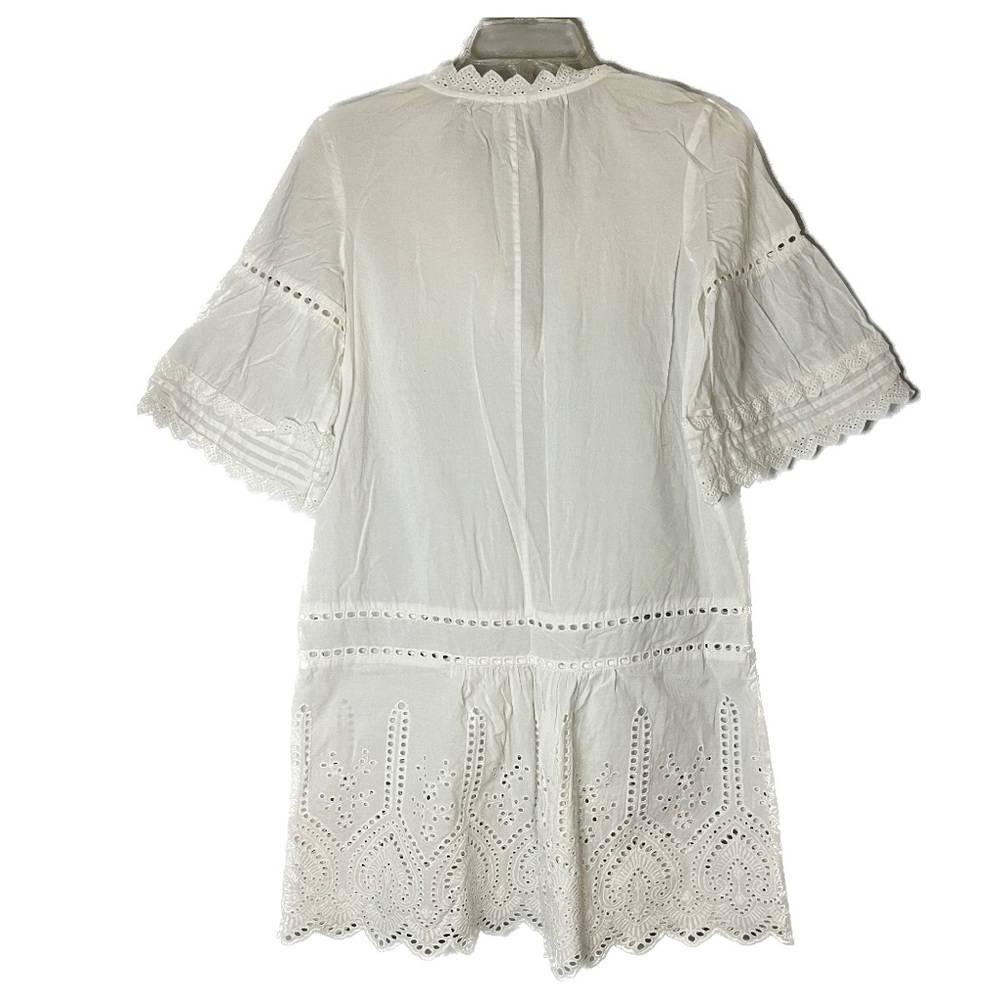 Club Monaco White Eyelet Cotton Mini Tunic Dress - Picture 2 of 12